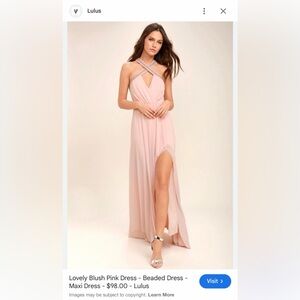 Lulu's Blush One-Shoulder Evening Gown with Beaded Strap
